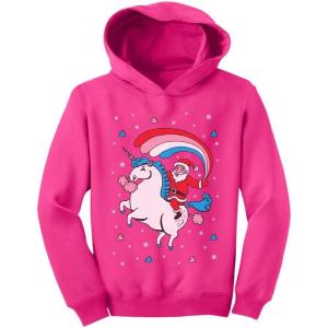 image:imageTstars TeeStars  Santa Riding Unicorn Rainbow Ugly Christmas Toddler HoodiePink
