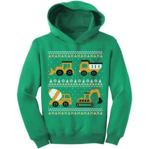 image:imageTstars TeeStars  Tractors amp Bulldozers Ugly Christmas Sweater Toddler HoodieGreen