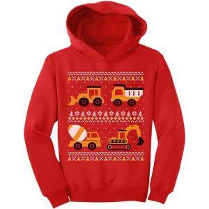 image:imageTstars TeeStars  Tractors amp Bulldozers Ugly Christmas Sweater Toddler HoodieRed