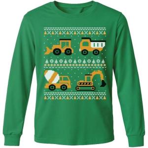 image:imageTstars ToddlerYouth Game On Santa Long Sleeve Christmas Gaming Shirt Funny Holiday Tee for Kids Boys and GirlsConstruciton  Green