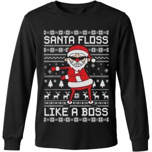 image:imageTstars ToddlerYouth Game On Santa Long Sleeve Christmas Gaming Shirt Funny Holiday Tee for Kids Boys and GirlsFlossing  Black