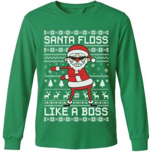 image:imageTstars ToddlerYouth Game On Santa Long Sleeve Christmas Gaming Shirt Funny Holiday Tee for Kids Boys and GirlsFlossing  Green