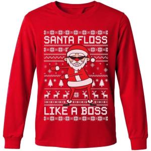 image:imageTstars ToddlerYouth Game On Santa Long Sleeve Christmas Gaming Shirt Funny Holiday Tee for Kids Boys and GirlsFlossing  Red