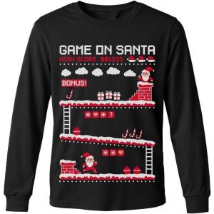 image:imageTstars ToddlerYouth Game On Santa Long Sleeve Christmas Gaming Shirt Funny Holiday Tee for Kids Boys and GirlsGame on  Black