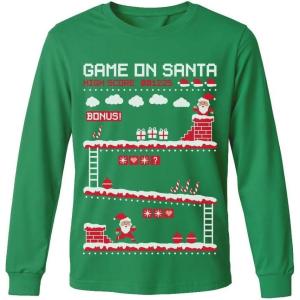 image:imageTstars ToddlerYouth Game On Santa Long Sleeve Christmas Gaming Shirt Funny Holiday Tee for Kids Boys and GirlsGame on  Green