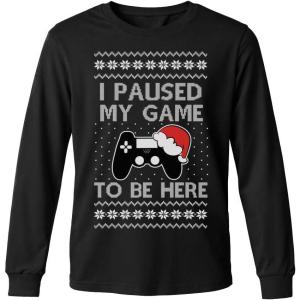 image:imageTstars ToddlerYouth Game On Santa Long Sleeve Christmas Gaming Shirt Funny Holiday Tee for Kids Boys and GirlsPaused  Black