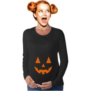 image:imageTstars Funny Pregnancy Maternity XRay Skeleton Shirt  Baby Boy Long Sleeve Tee for Expecting MomsJack O Lantern  Black