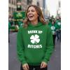 image:imageTstars Funny St Patricks Day Hoodie for Women amp Teen Girls  Irish Shamrock Clover Pullover SweatshirtDrink Up  Green