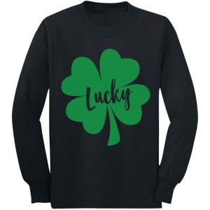 image:imageTstars Irish Lucky Clover Girls Boys St Patricks Day Toddler Kids Long Sleeve TShirtBlack