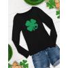 image:imageTstars St Patricks Day Shirt Women Teen Girls Irish Shamrock Long Sleeve TShirtBlack