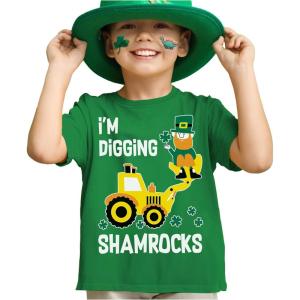 image:imageTstars St Patricks Day Dinosaur Shirt  Irish Shamrock Clover Infant amp Toddler Kids Tee for Boys GirlsDigging  Green