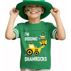 image:imageTstars St Patricks Day Dinosaur Shirt  Irish Shamrock Clover Infant amp Toddler Kids Tee for Boys GirlsDigging J  Green