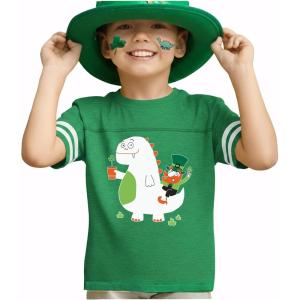 image:imageTstars St Patricks Day Dinosaur Shirt  Irish Shamrock Clover Infant amp Toddler Kids Tee for Boys GirlsRiding J  Green