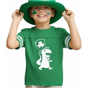 image:imageTstars St Patricks Day Dinosaur Shirt  Irish Shamrock Clover Infant amp Toddler Kids Tee for Boys GirlsTophat J  Green