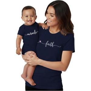 image:imageTstars Wild One Mommy and Me Outfits  Cute Matching Shirt Set for Babys 1st Birthday and Mothers DayFaith  Navy Mom  Navy Baby