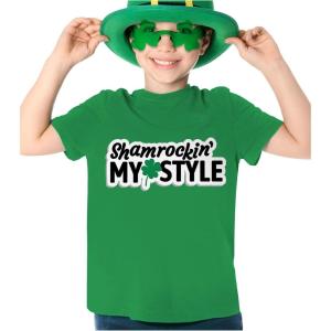image:imageTstars Youth amp Kids St Patricks Day TShirt  Lucky Shamrock Clover Graphic Tee for Boys and GirlsShamrockin  Green