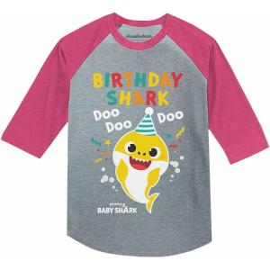 image:imageBaby Shark Birthday Shirt  Fun 34 Sleeve Baseball Tee for Toddler Boys amp Girls Party OutfitPink