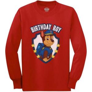 image:imagePaw Patrol Chase Badge Birthday Boy Shirt  Cute Long Sleeve Tee Gift for Toddler Boys Ages 2 3 4 or 5Red