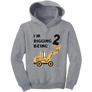 image:imageTstars 2nd Birthday Bulldozer Construction Party 2 Years Old Boy Cute Toddler HoodieGray