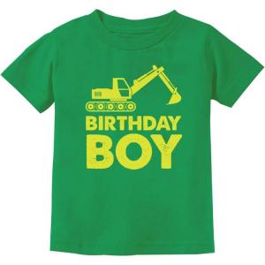 image:imageTstars Birthday Boy Excavator Shirt  Fun Construction Party Tee for Toddler and Youth Boys Kids OutfitGreen