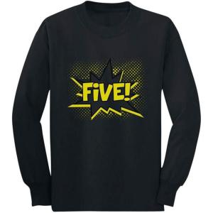 image:imageTstars Five Superhero Fifth Birthday  5 Years Old Gift Idea Long Sleeve Kids TShirtBlack