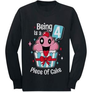 image:imageTstars Gift for 4 Year Old Girl 4th Birthday Funny Cupcake Toddler Kids Long sleeve TShirtBlack