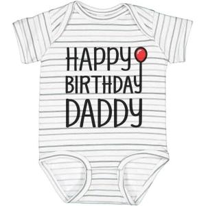 image:imageTstars Happy Birthday Daddy Bodysuit  Gift from Baby Son or Daughter Infant Boy or Girl Outfit for Dads Big DayGray Stripes
