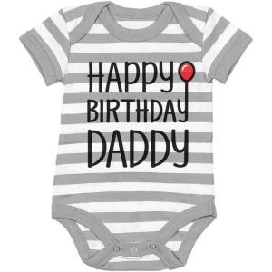 image:imageTstars Happy Birthday Daddy Bodysuit  Gift from Baby Son or Daughter Infant Boy or Girl Outfit for Dads Big DayGrayWhite
