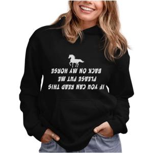 image:imageTstars Leave Me Alone Im Only Talking to My Horse Hoodie Teen Girls amp Women Gift for Riders and Equestrian FansFlip  Black