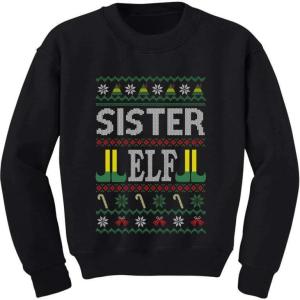 image:imageTstars Matching Family Elf Ugly Christmas Sweatshirts for Mom Dad Son Daughter Outfits Sister KidsBlack
