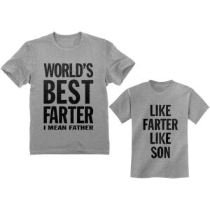 image:imageTstars Best Farter I Mean Father Like Farter Like Son Funny Dad amp Me Matching Set TeesDad Gray  Son Gray
