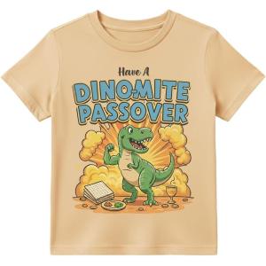 image:imageTstars Dinosaur 100 Kosher for Passover Toddler Shirt  Funny Jewish Holiday Tee for Kids SederDinomite  Latte