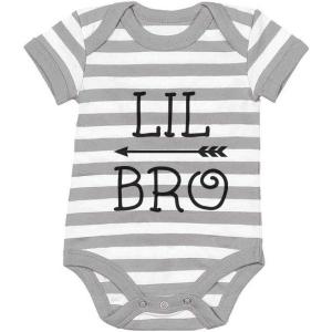 image:imageTstars Little Brother Shirt for Boys Baby Announcement Baby Boy Baby BodysuitGrayWhite