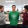 image:imageBig White Snowflakes Shirt Christmas Holidays Long Sleeve TShirt Large Green
