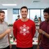 image:imageTstars Long Sleeve TShirt for Men Snowflake Christmas Shirt  Funny in Ugly Sweater Style for Festive Winter Wear Small Red