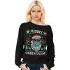 image:imageTstars Merry Christmask Quarantine Face Mask Ugly Christmas Off shoulder sweatshirtBlack