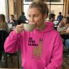 image:imageWomens Graphic Hoodie  Cute Animal and Funny Quote Pullover Sweatshirt  Casual Hooded Top for Dog amp Sloth LoversLlama  Pink