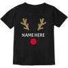 image:imageTstars Cute Reindeer Face Christmas Personalized Name Toddler Kids TShirtBlack