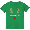 image:imageTstars Cute Reindeer Face Christmas Personalized Name Toddler Kids TShirtGreen