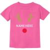 image:imageTstars Cute Reindeer Face Christmas Personalized Name Toddler Kids TShirtPink