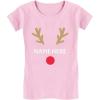 image:imageTstars Cute Reindeer Face Christmas Personalized Toddler Kids Girls Fitted TShirtPink