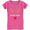 image:imageTstars Cute Reindeer Face Christmas Personalized Toddler Kids Girls Fitted TShirtWow Pink