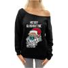 image:imageTstars Merry Quarantine 2020 Santa Face Mask Ugly Christmas Off shoulder sweatshirtBlack