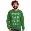image:imageTstars Quarantine Christmas Shirts All Is Not Calm Funny Ugly Christmas SweatshirtGreen