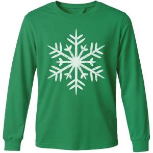 image:imageBig White Snowflakes Shirt Christmas Holidays Long Sleeve TShirt Large Green