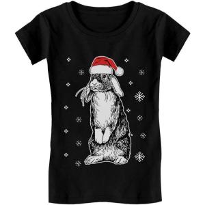 image:imageTstars Bunny Rabbit Santa Hat Cute Ugly Christmas Toddler Kids Girls Fitted TShirtBlack