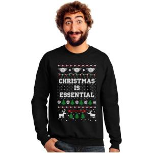 image:imageTstars Christmas Is Essential Funny Quarantine 2020 Ugly Christmas SweatshirtBlack