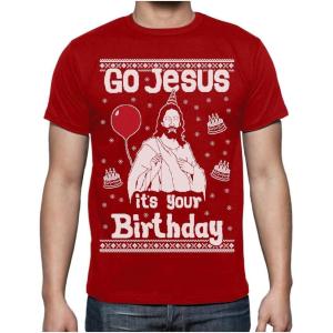 image:imageTstars Go Jesus Its Your Birthday Shirt  Funny Ugly Christmas Sweater Style Holiday Tee for Men amp AdultsGo J  Red
