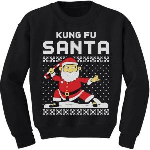 image:imageTstars Kung Fu Santa Ugly Christmas Sweater Funny Toddler Kids Sweatshirts 4T Black
