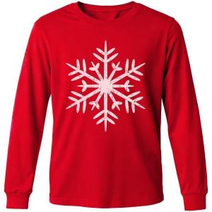 image:imageTstars Long Sleeve TShirt for Men Snowflake Christmas Shirt  Funny in Ugly Sweater Style for Festive Winter Wear Small Red